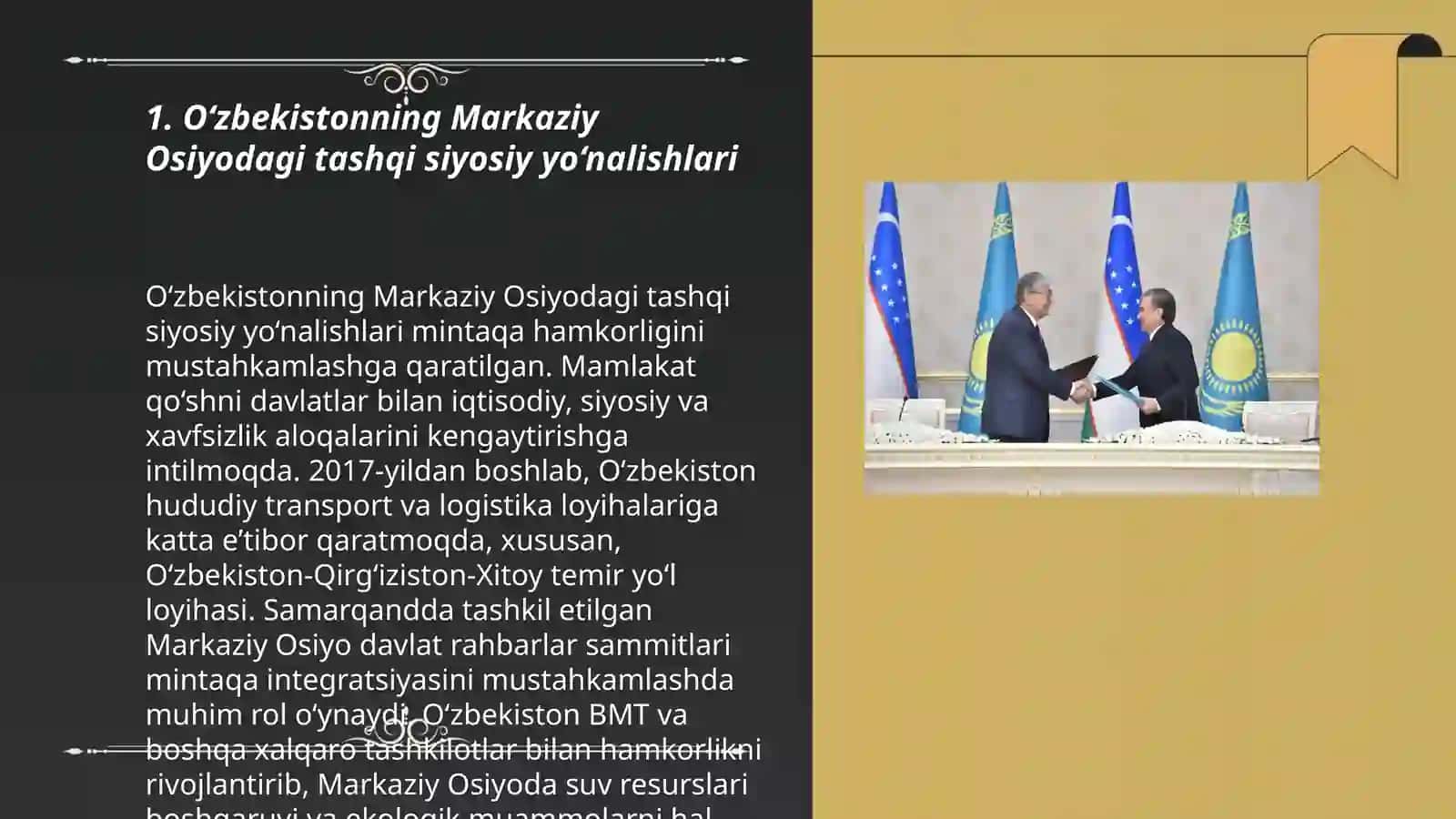 O‘zbekistonning Markaziy Osiyoda tinchlik va barqarorlikni ta’minlashdagi o‘rni 3