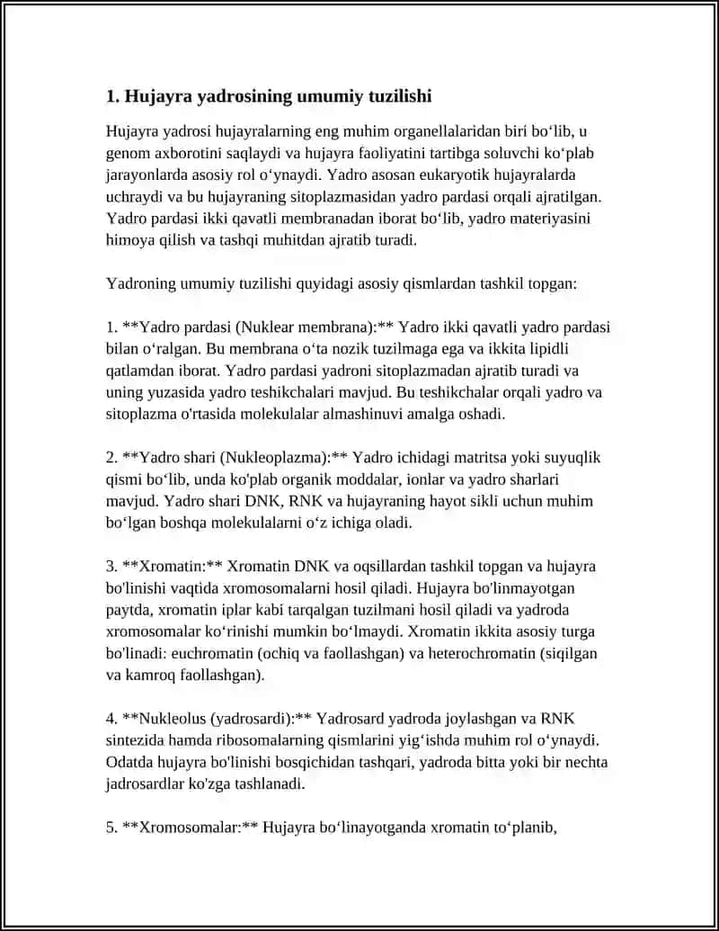 HUJAYRA YADROSI VA UNING VAZIFALARI 3
