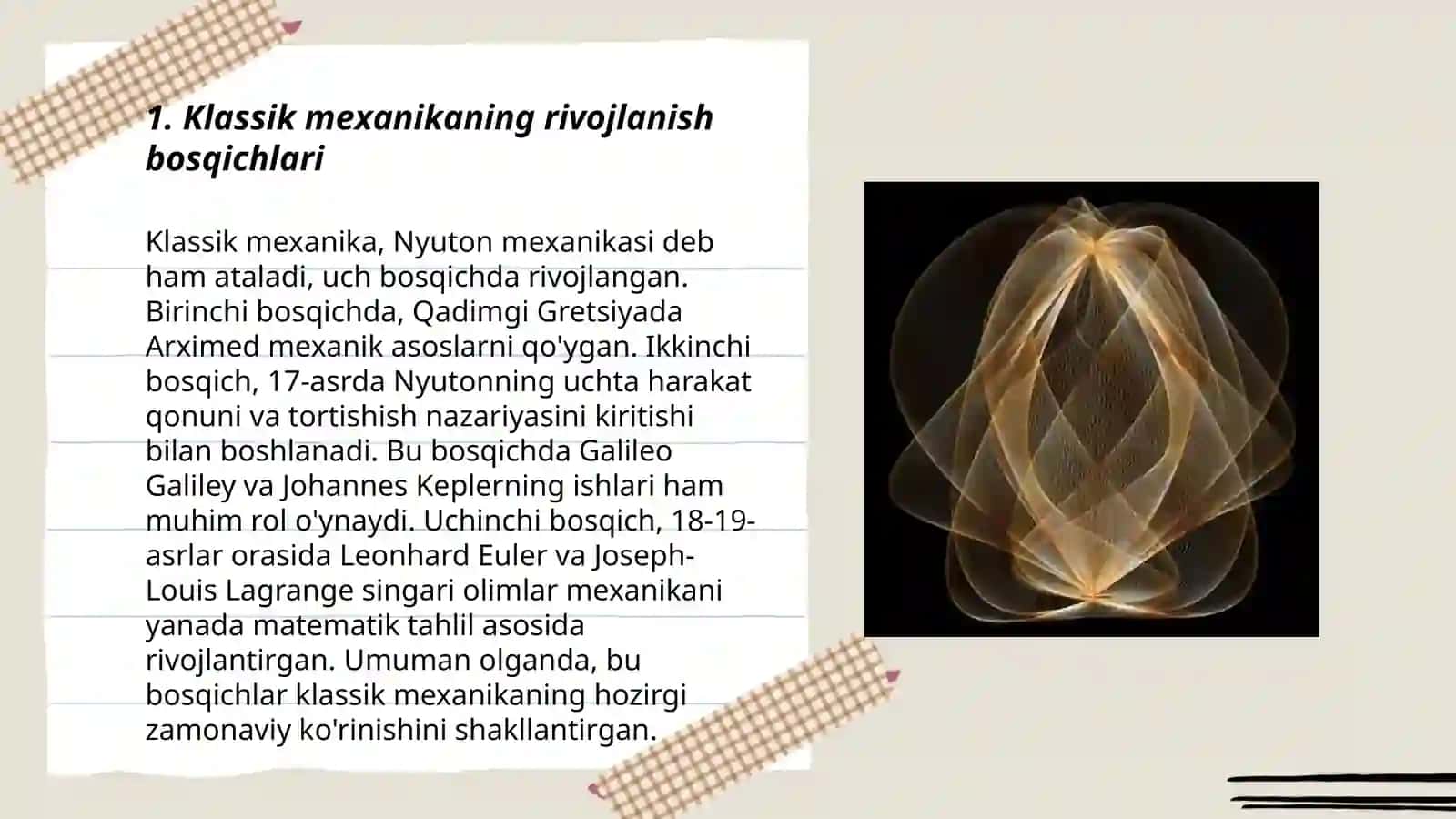 Klassik mexanikaning rivojlanish bosqichlari 3