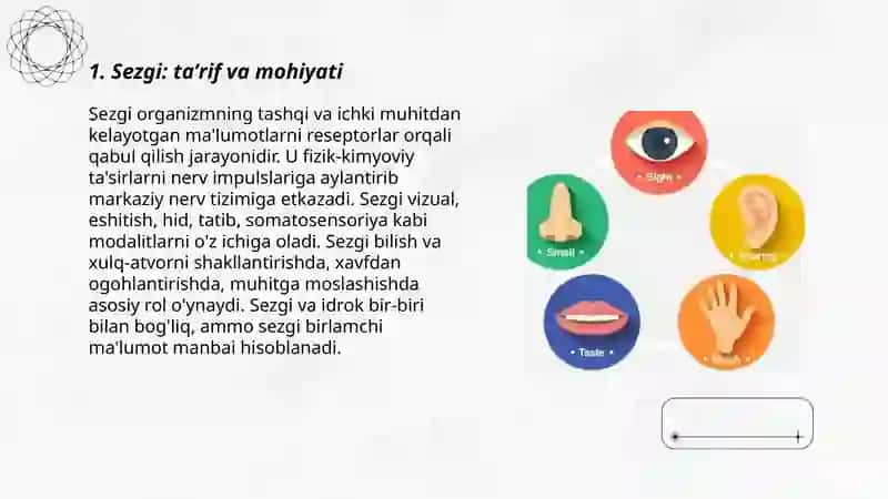 Sezgi mavzusida slayd 3