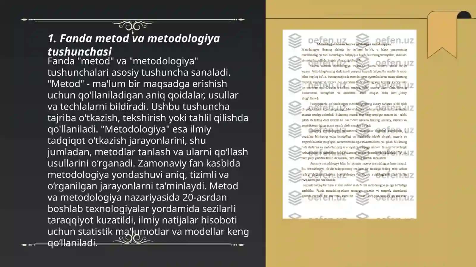 Fanda metod va metodologiya masalalari 3