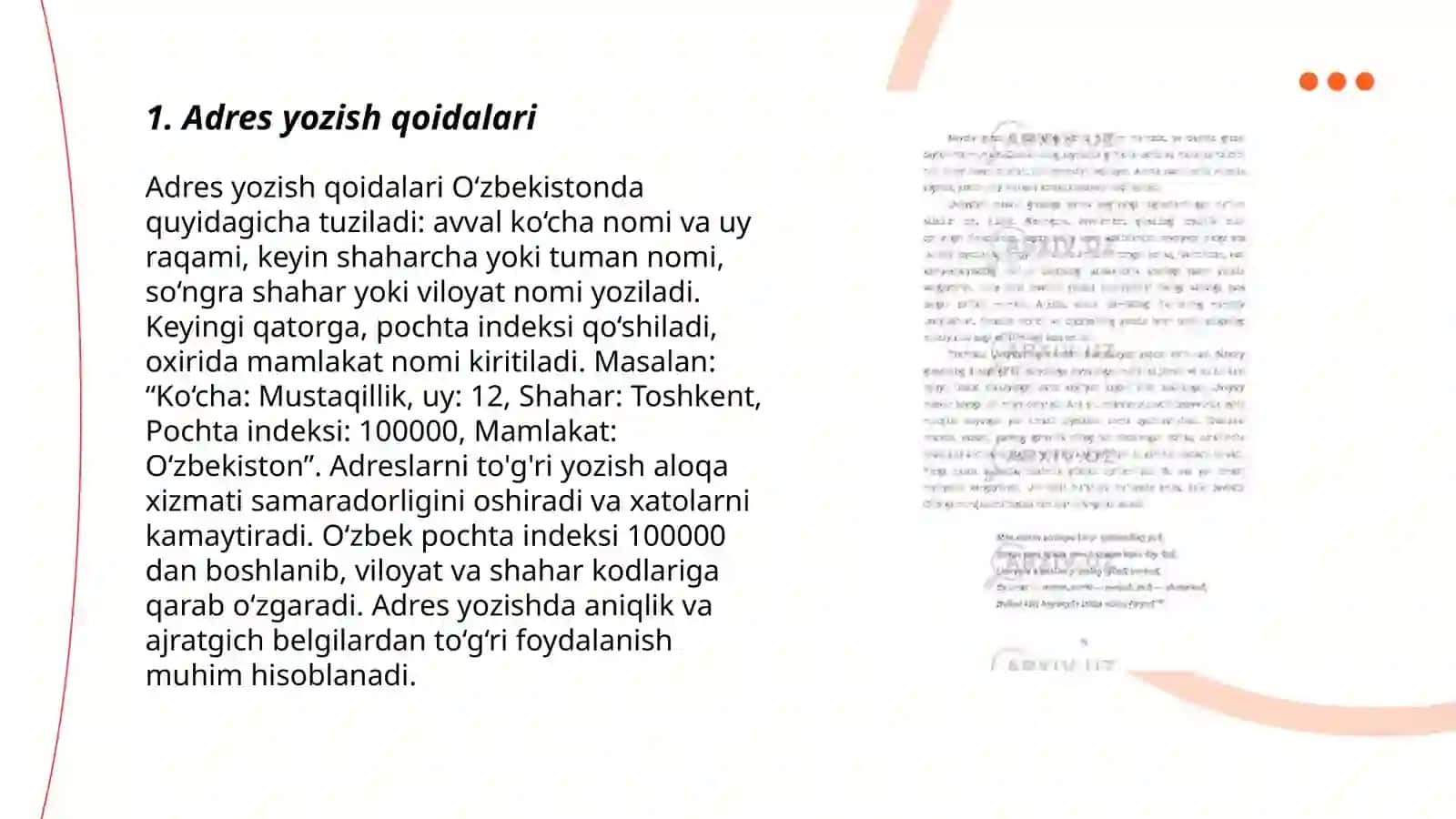 Adres, ariza. Yozilish uslubi, o‘ziga xos xususiyatlari. Tarjimayi hol. Bildirishnoma 3