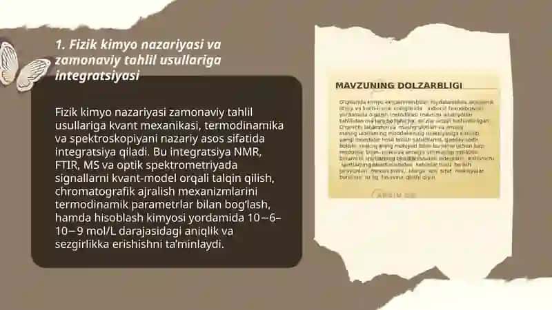 Zamonaviy tahlil usullarini o'qitishda va kimyoviy texnologiyalarni rivojlantirishda fizik kimyoning roli 3
