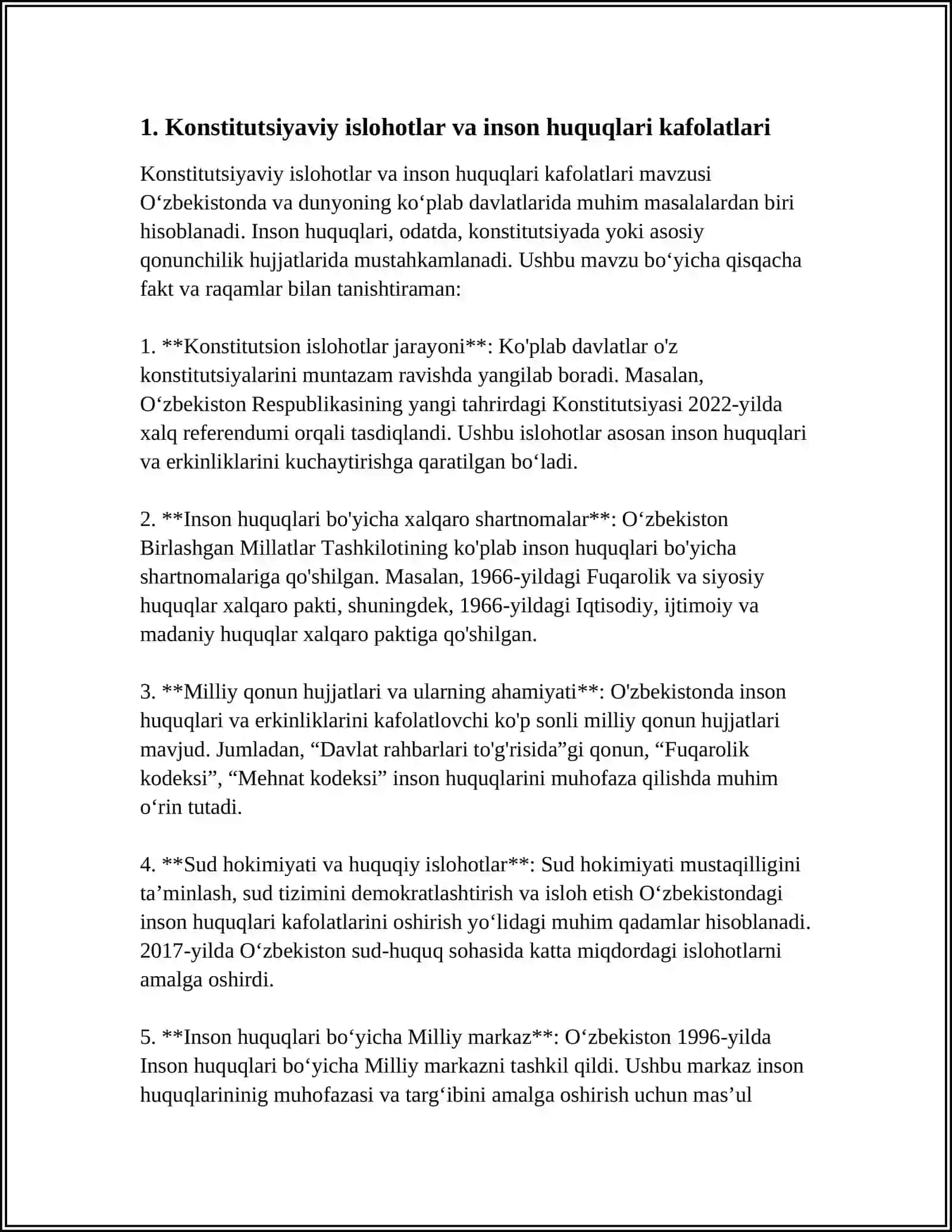 YANGI OʻZBEKISTONDA INSON HUQUQLARI VA ERKINLIKLARI KAFOLATLARINING YARATILISHI 3