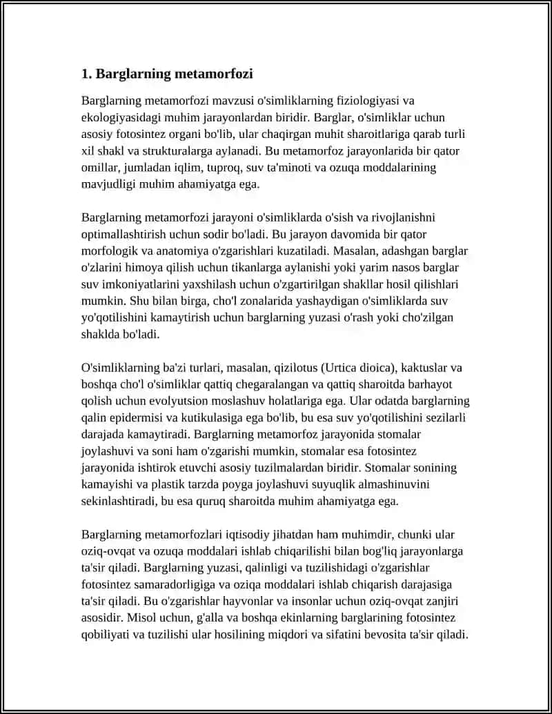 O’SIMLIKLAR. ORGANLARINING METAMORFOZI 3