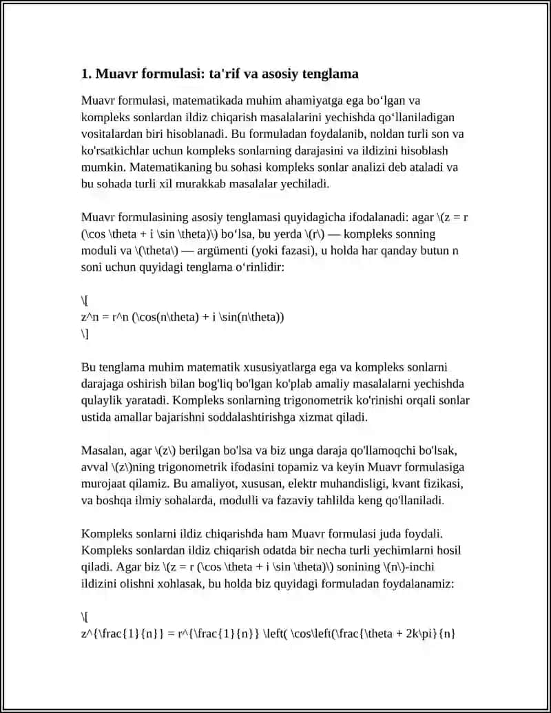 MUAVR FORMULASI KOMPLEKS SONDAN ILDIZ CHIQARISH 3