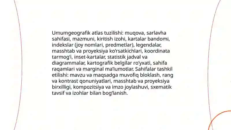 Umumgeografik atlaslar bilan tanishish va ularni tahlil qilish 3