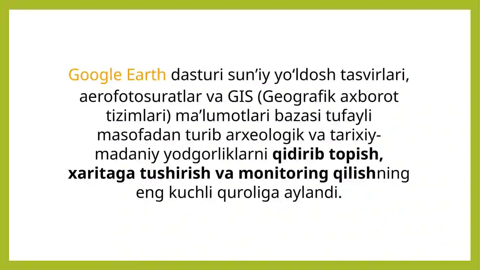 Google Earth dasturidan foydalangan holda tarixiy-madaniy yodgorliklarni aniqlash 3