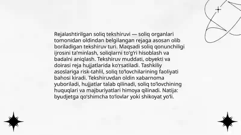 Soliq tekshiruvlarining turlari 3