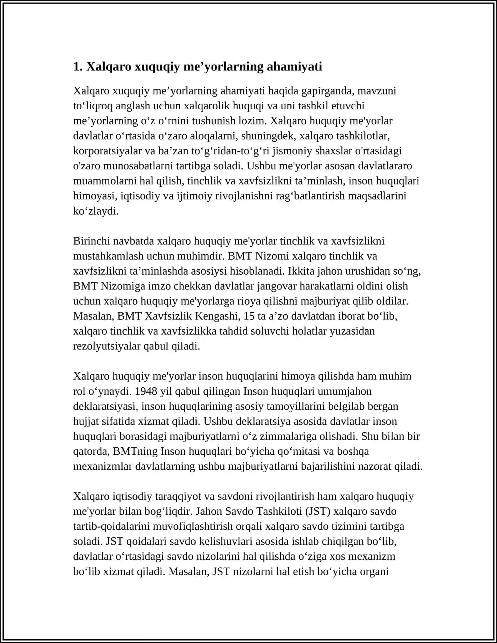 XALQARO XUQUQIY MEʼYORLAR UYGʻUNLASHUVI YANGI OʻZBEKISTON ISLOXOTLARIDA 3