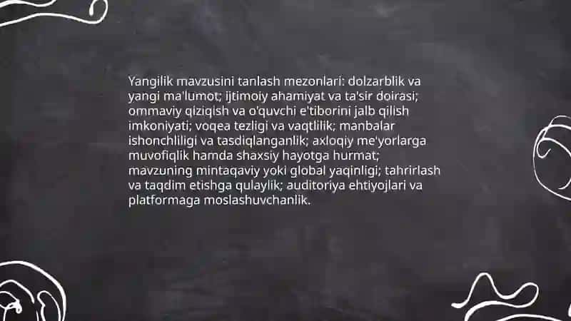Yangilik mavzusini tanlash va tahrir qilish 3