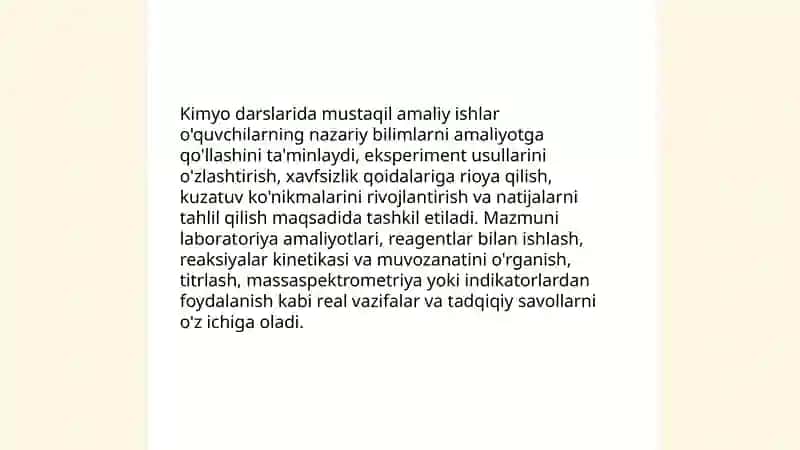 Kimyo o'qitishda o'quvchilarning mustaqil bajaradigan amaliy ishdan foydalanish 3