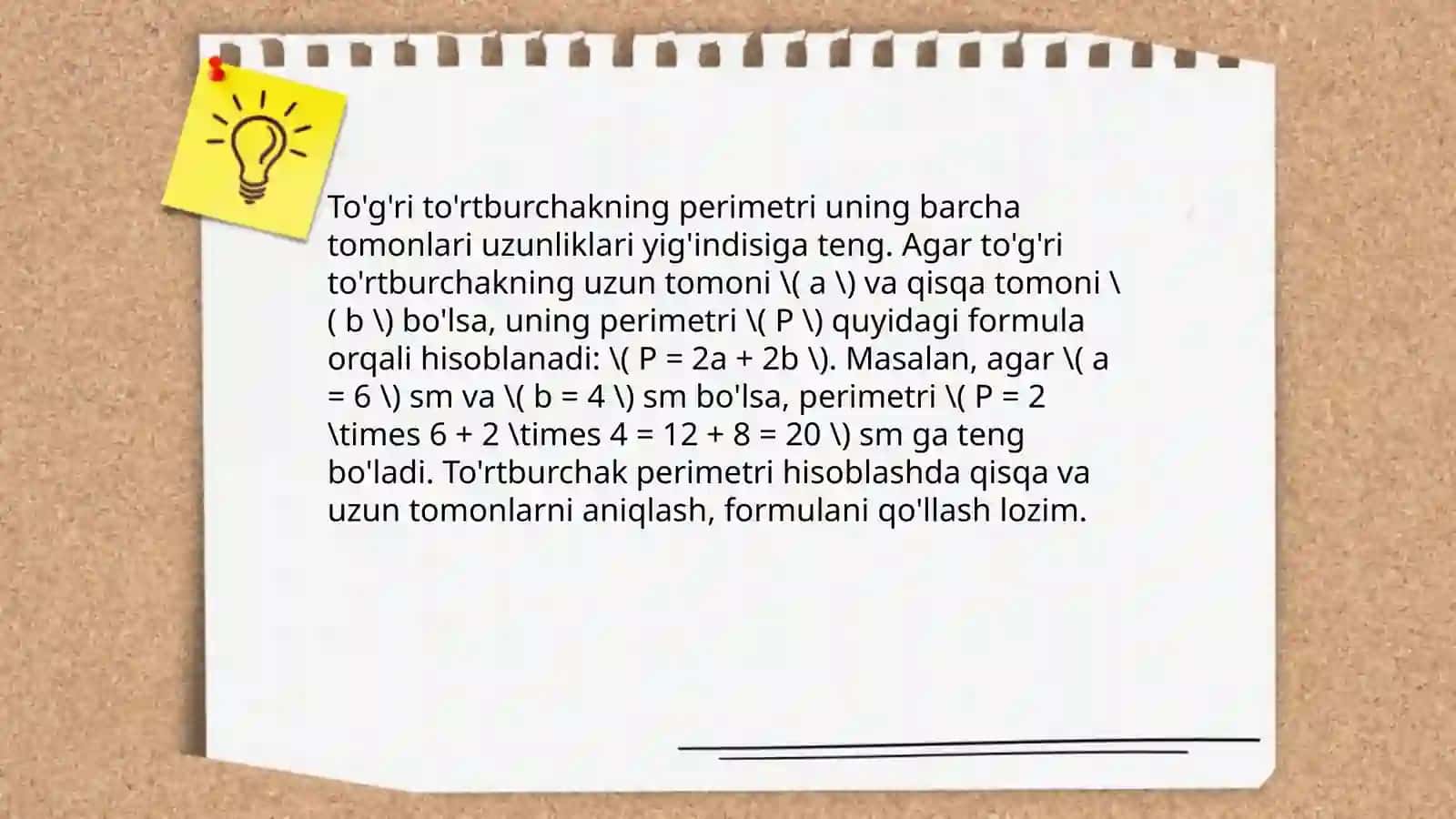 Boshlang'ich sinfda perimetr va yuza tushunchalari 3