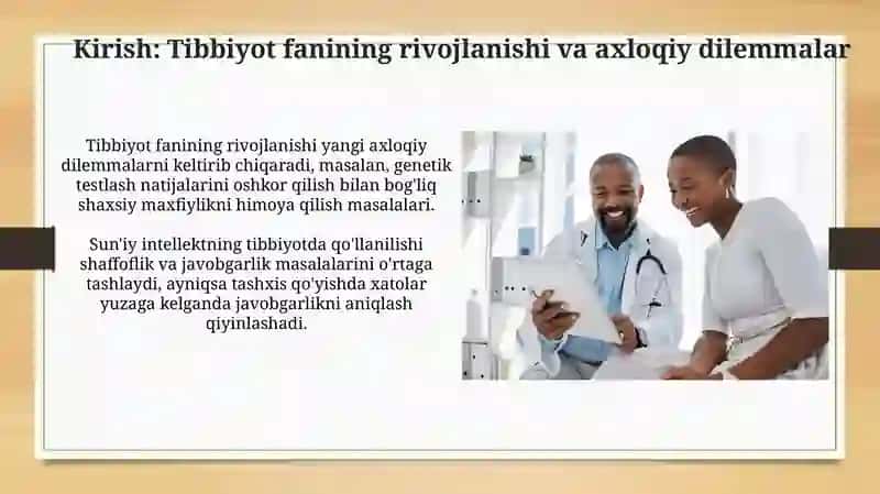 Tibbiyot fani va amaliyotining rivojiga bog‘liq bemor va vrach munosabatlaridagi axloqiy muammolar 3