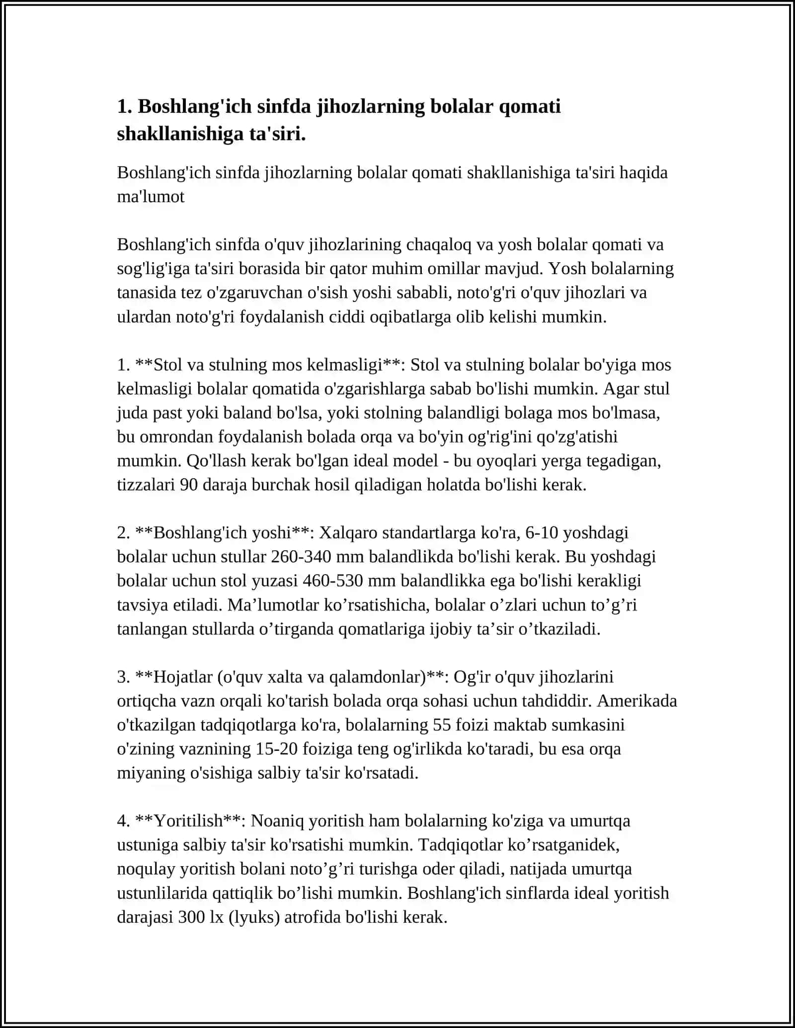 BOLALARNING QAD-QOMATINING SHAKLLANISHIGA SINF VA SINF JIHOZLARINING TA'SIRINI O'RGANISH 3