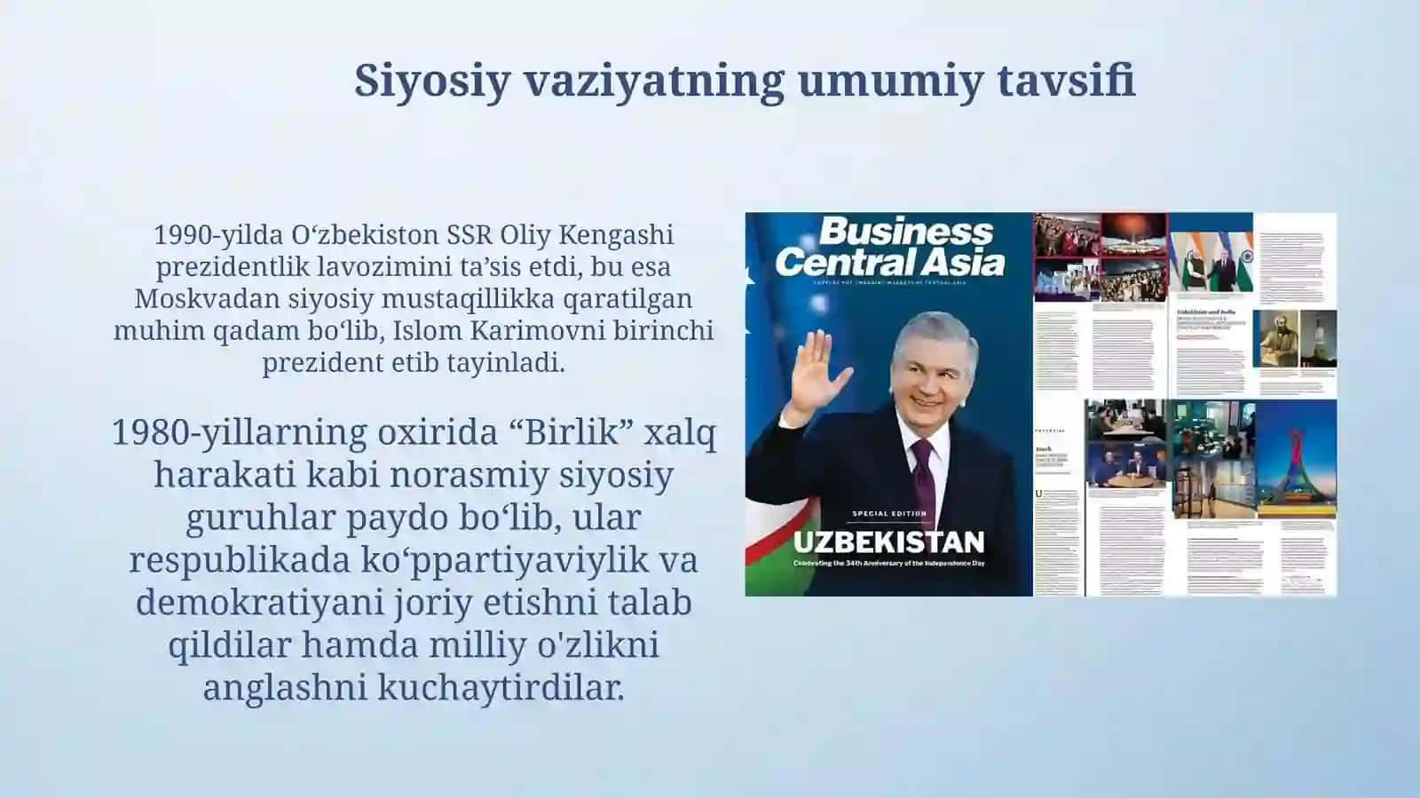Mustaqillikka erishish arafasida Oʻzbekistondagi ijtimoiy siyosiy jarayonlar 3