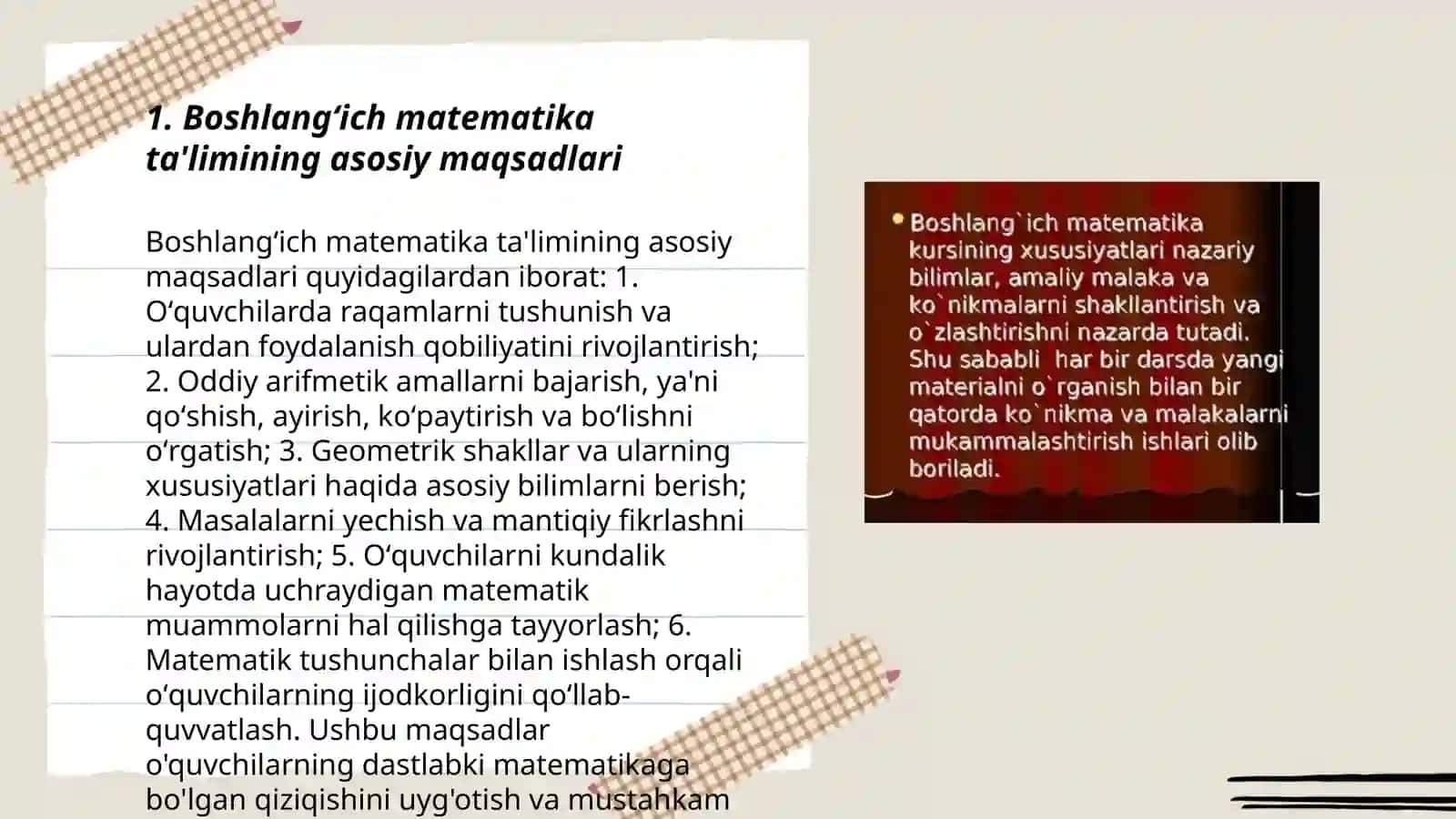 Boshlangʻich sinflarda matematika oʼqitishning rivojlantirish bosqichlari 3