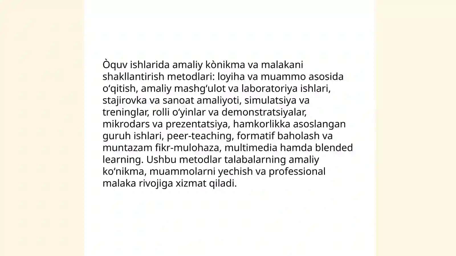 Òquv ishlarida amaliy kònikma va malakani shakllantirish metodlari 3
