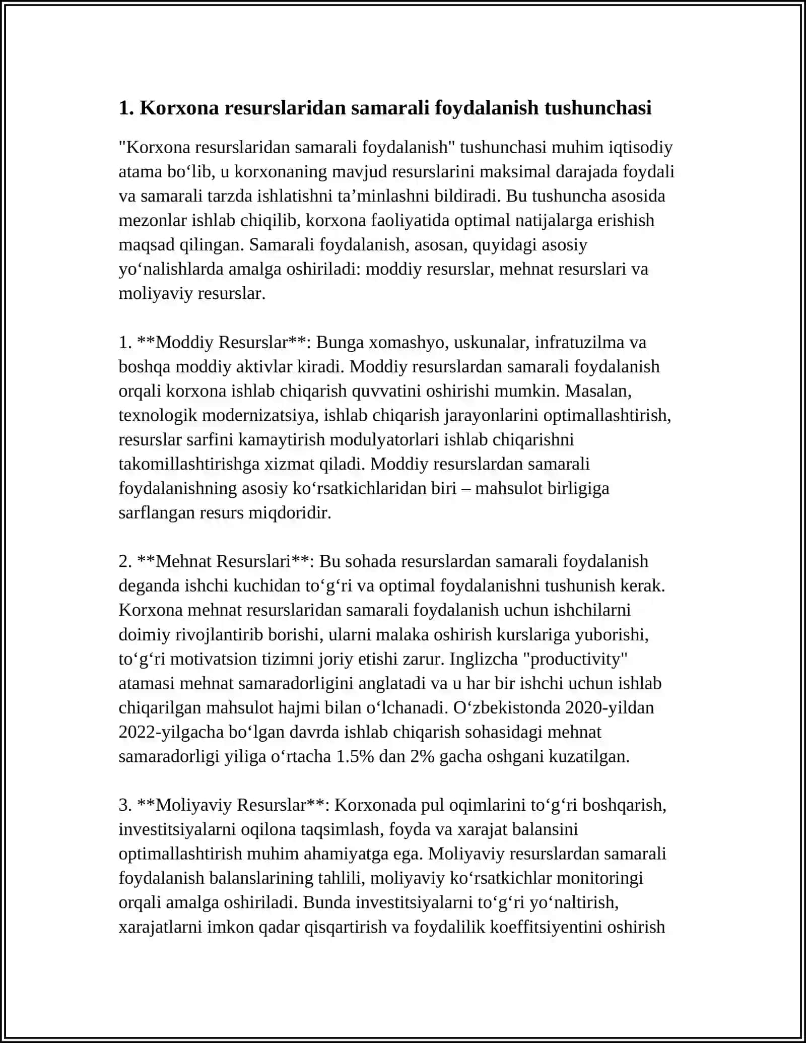 KORXONA RESURSLARIDAN SAMARALI FOYDALANISHNING IQTISODIY ASOSLARI 3