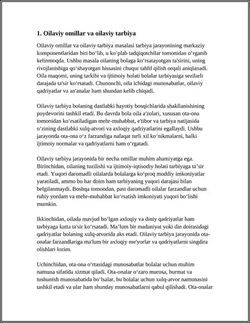 TARBIYAGA TASIR ETUVCHI OMILLAR. TARBIYA NAZARYASI VA TARBIYA TURLARI 3