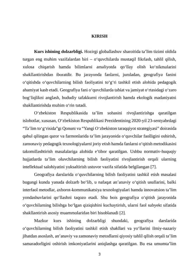 Geografiyani o‘qitishda o‘quvchilarning bilish faoliyatini tashkil etish shakllari va yo‘llari 3