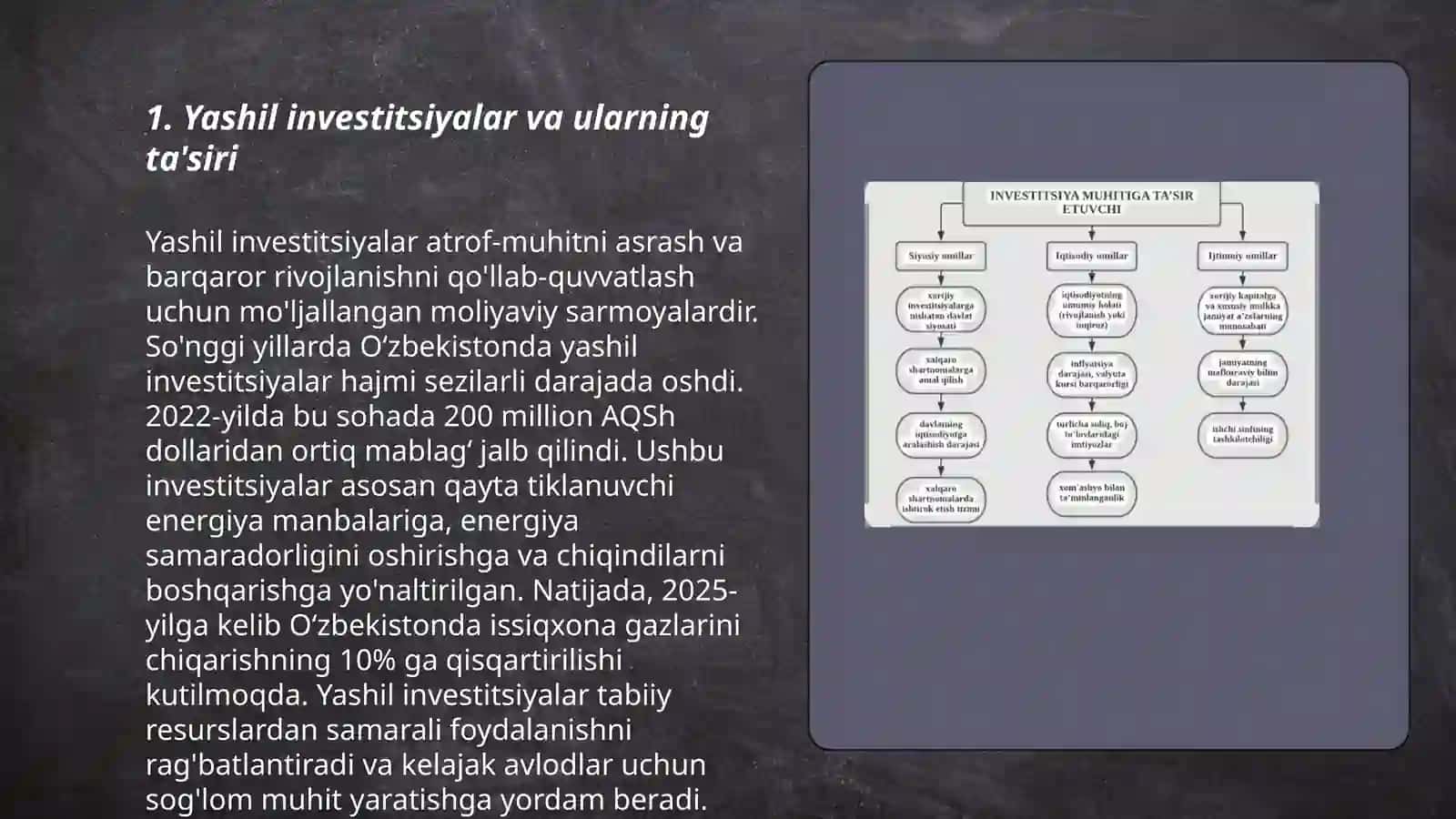 Yashil invistitsiyalarning ta'sirini loyixalashning integratsiyalashgan bosqichi 3