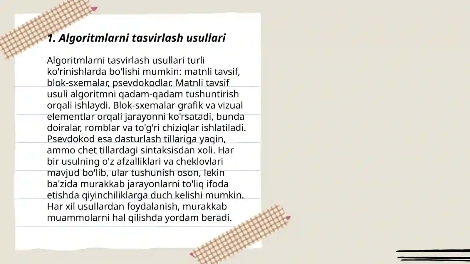 Algoritimlashtirish va dasturlash asoslarini taxlil qilish vositalari 3
