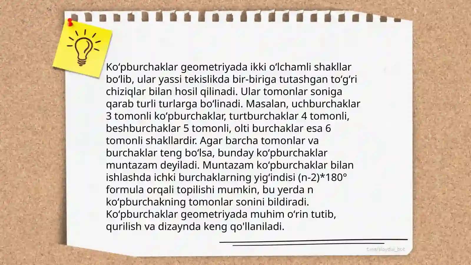 Koʻpburchaklar perimetri hamda yuzasini hisoblash, perimetr va yuza oʻlchov birliklari va ular orasidagi bogʻlanishga doir masalalar yechish 3