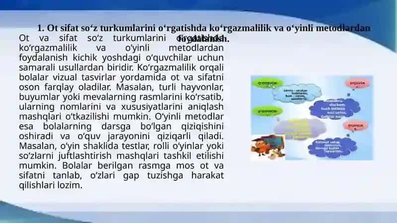 Otsifatsoʻzturkumlarinioʻrganishdarslariyuzasidan1-2-sinflaruchunmetodiktavsiyalarishlabchiqish 3