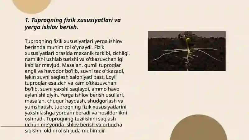 Tuproqning fizik xususiyatlari va yerga ishlov berish 3