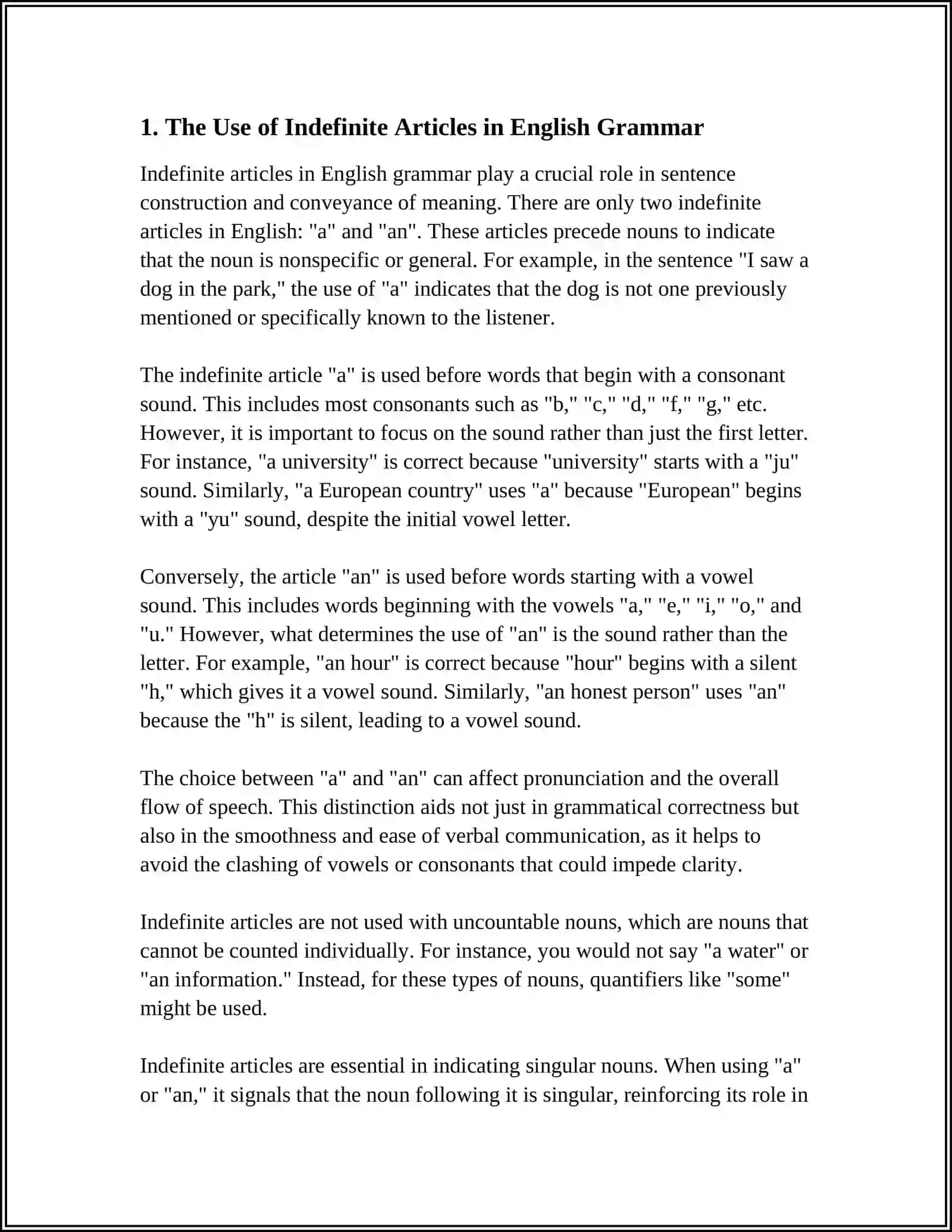 ARTICLES (INDEFINITE) 3