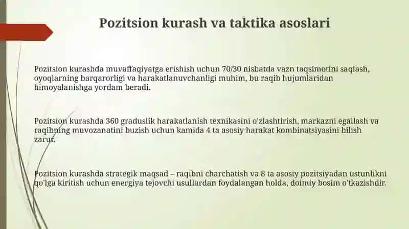 Pozitsion kurash va taktika asoslari 3