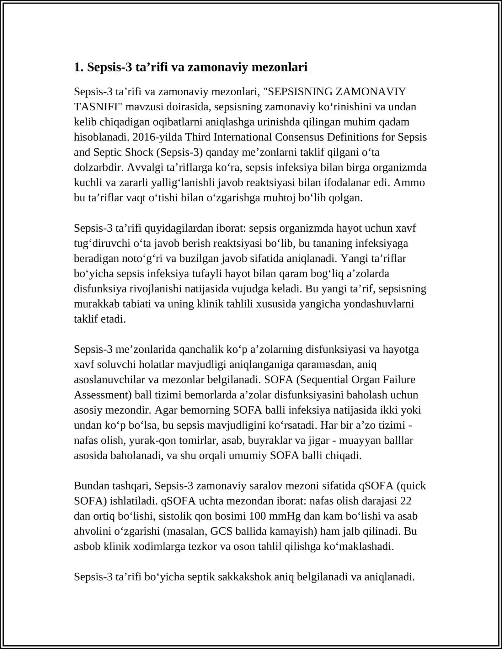 Sepsisning Zamonaviy Tasnifi 3