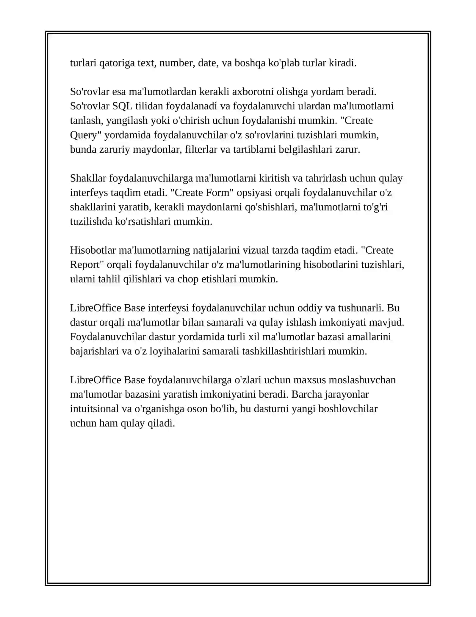 LIBRE OFFICE BASE DASTURIDA ISHLASH 3