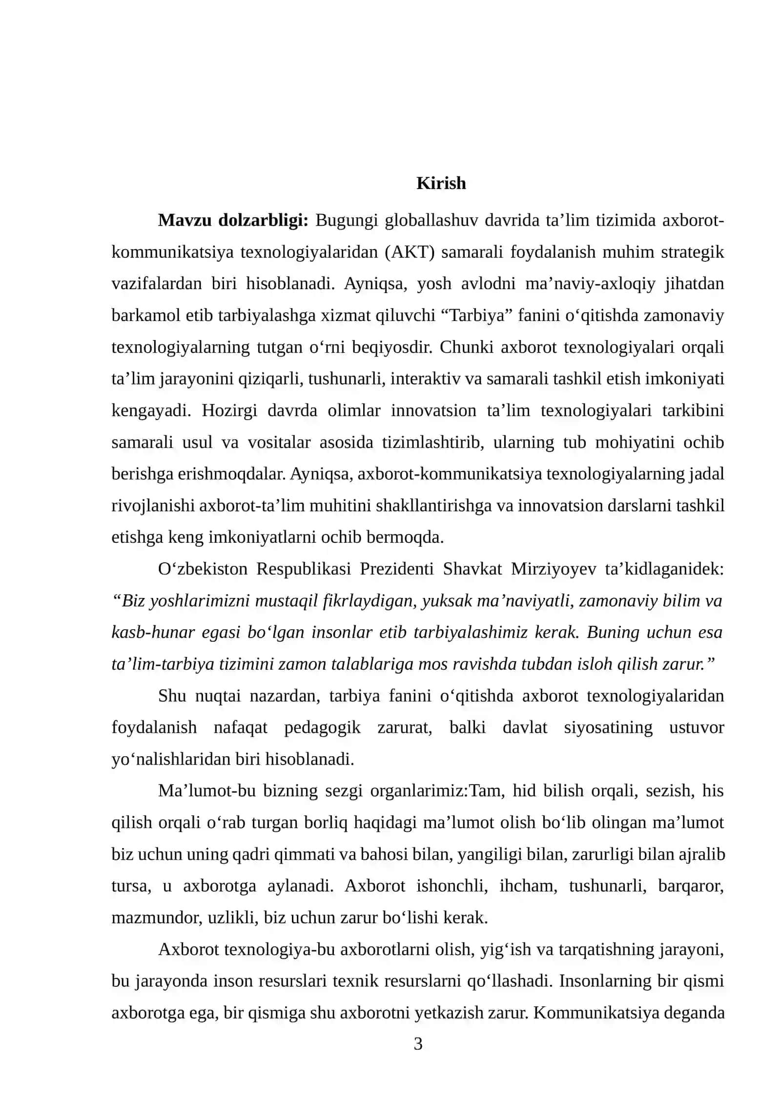 Tarbiya fani oʻqitishda axborot texnologiyalardan foydalanish 3