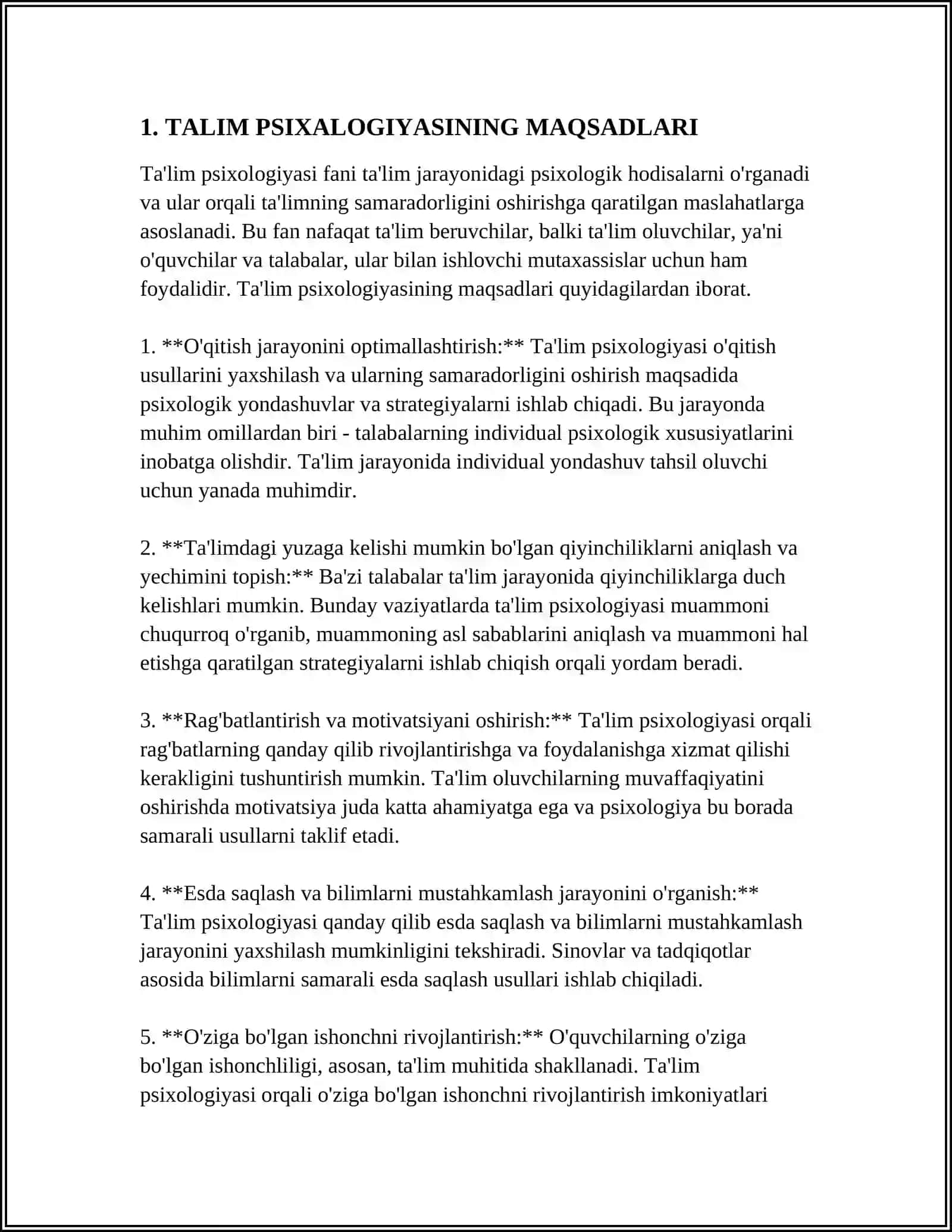 TALIM PSIXALOGIYASINING O'RGANISH ZARURATI 3