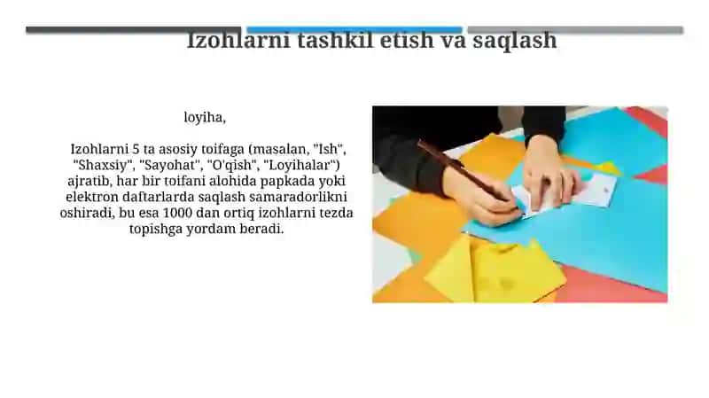 Izohlar va Izohlovlarni Tashkil qilish va Boshqarish 3