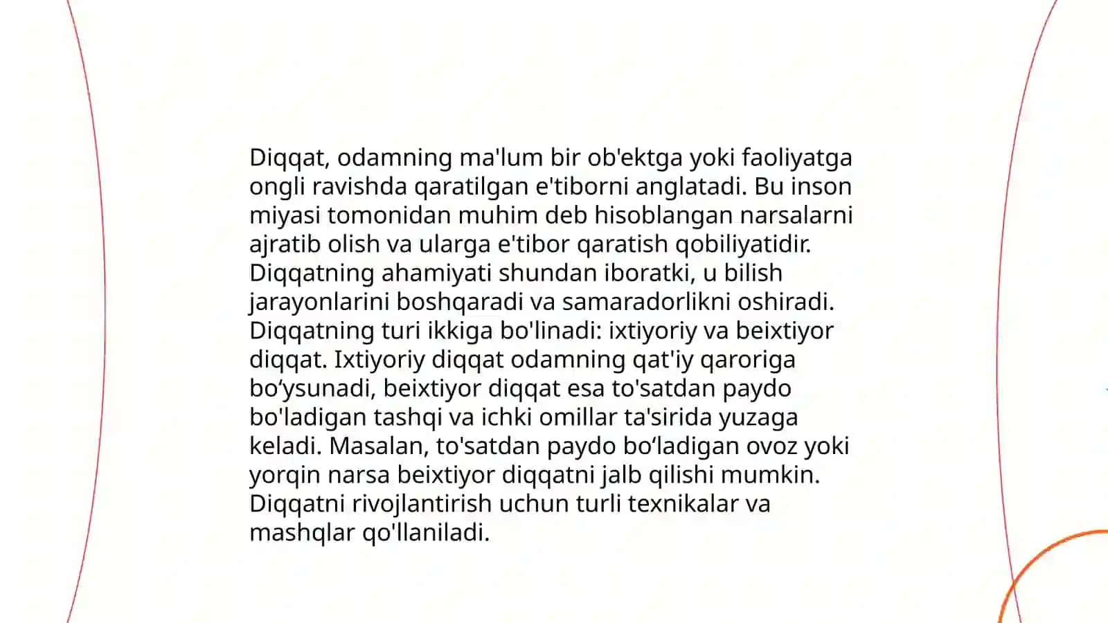 Diqqat haqida tushuncha va uning nerv-fiziologik asoslari by Xusanova Sarvinoz 3