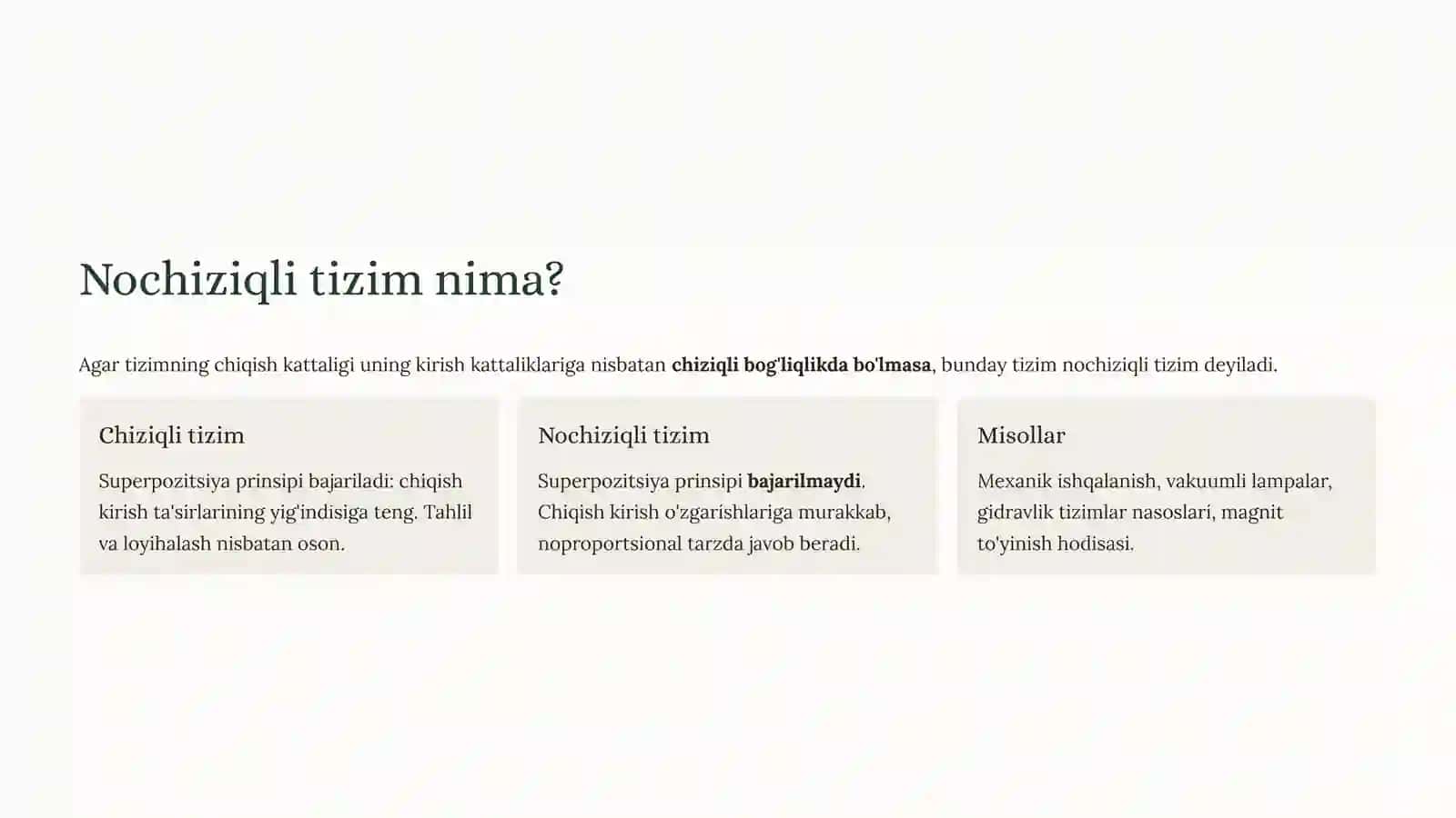 Nochiziqli tizimlarning statik xarakteristikasi 3