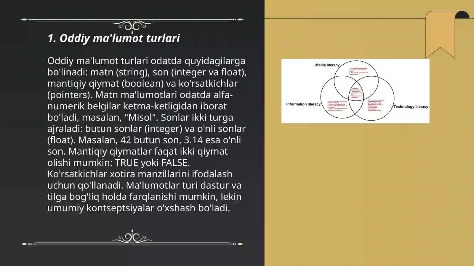Ma’lumot turlari tushunchalari (oddiy va mavhum) va ma’lumot tuzilmalari 3