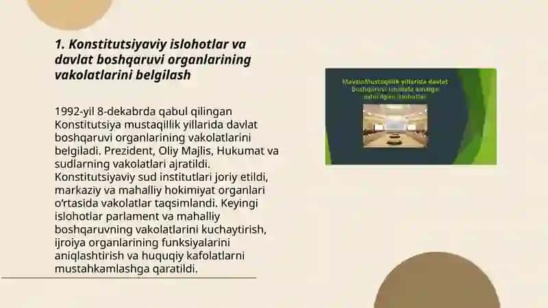 Konstitutsiyaviy islohotlar va davlat boshqaruvi organlarining vakolatlarini belgilash 3