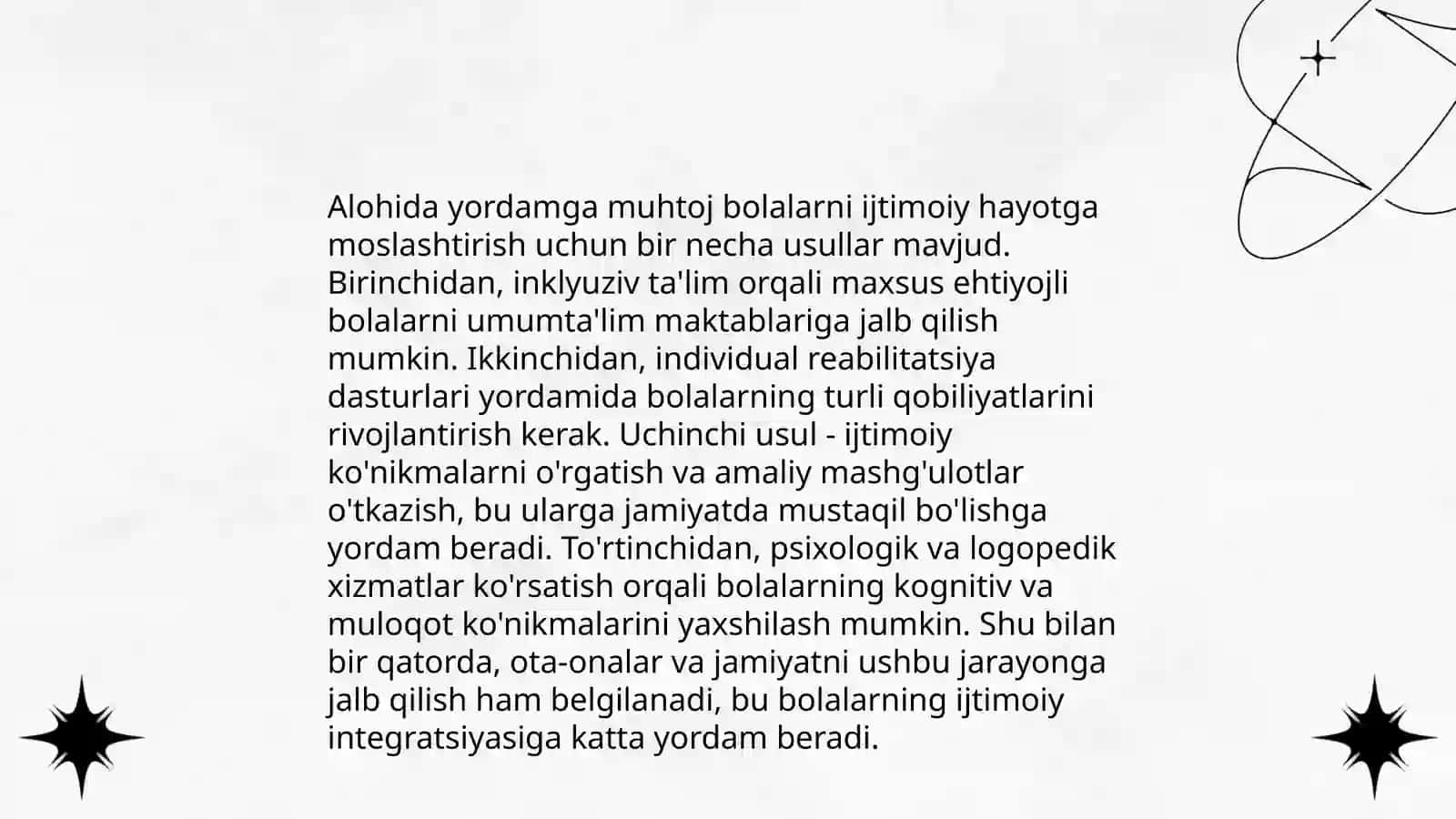 Alohida yordamga muhtoj bolalarni ijtimoiy hayotga moslashtirish 3