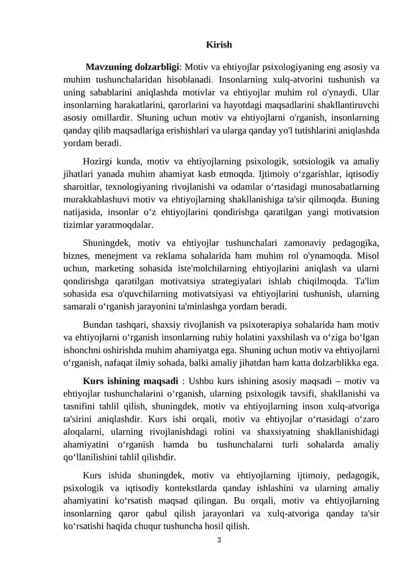 Motiv va ehtiyojning ta'riflari ularning tasnifi 3