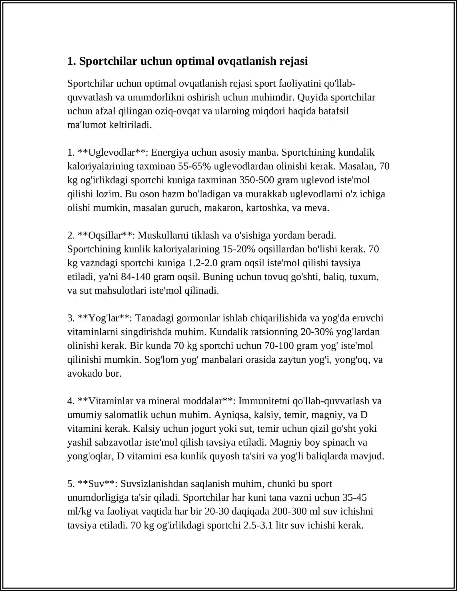 SPORTCHILAR RATSIONAL OZIQLANISHINI TASHKIL ETISH 3