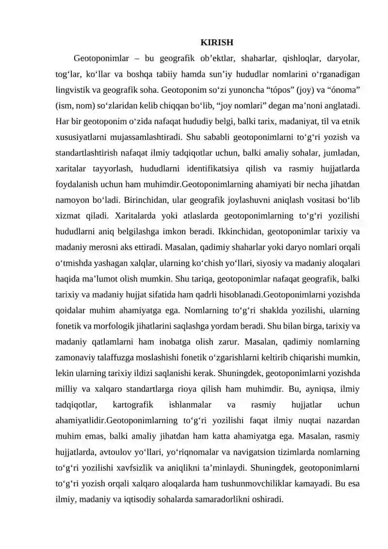 GEOTOPONIMLARNING TО‘G‘RI YOZILISH QOIDALARI. GEOTOPONIMIK TERMINLAR 3