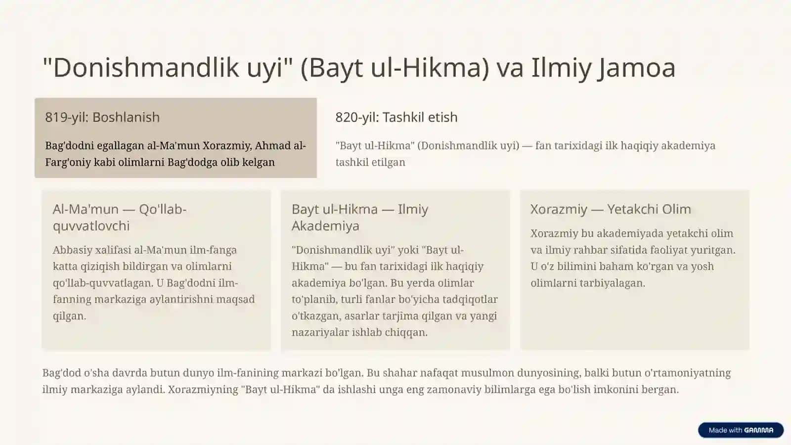Abu Abdulloh Muhammad ibn Muso al-Xorazmiy: Algebra va Algoritmning Otasi 3