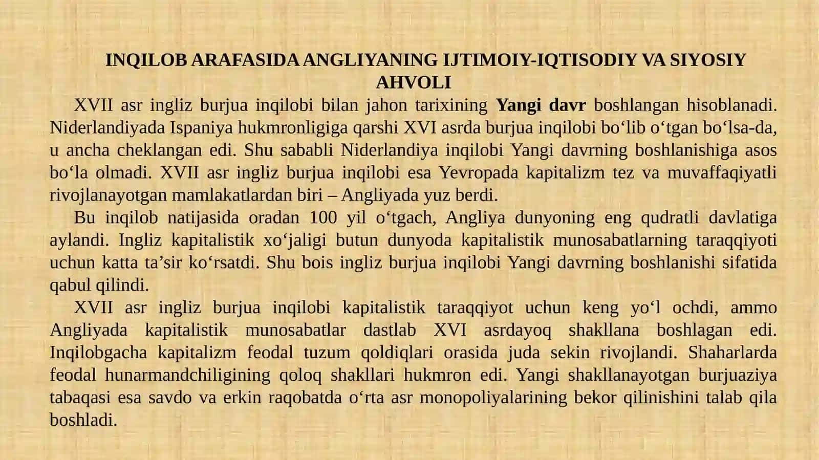 Buyuk Britaniya yangi davrda: tarixiy rivojlanishning asosiy voqealari va jarayonlari. 3