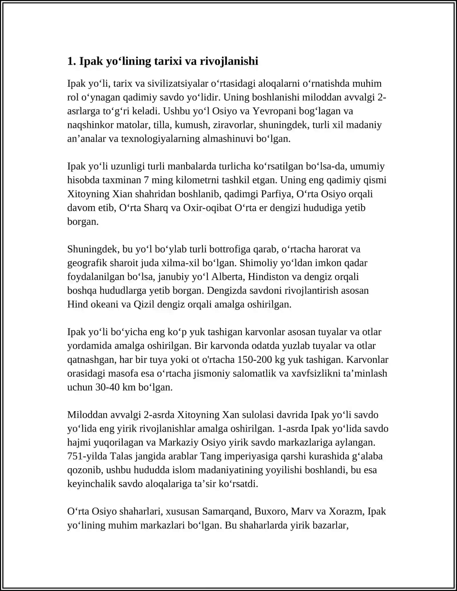 IPAK YOʻLINING MINTAQADA IQTISODIY TALIMOTIDAGI OʻRNI 3