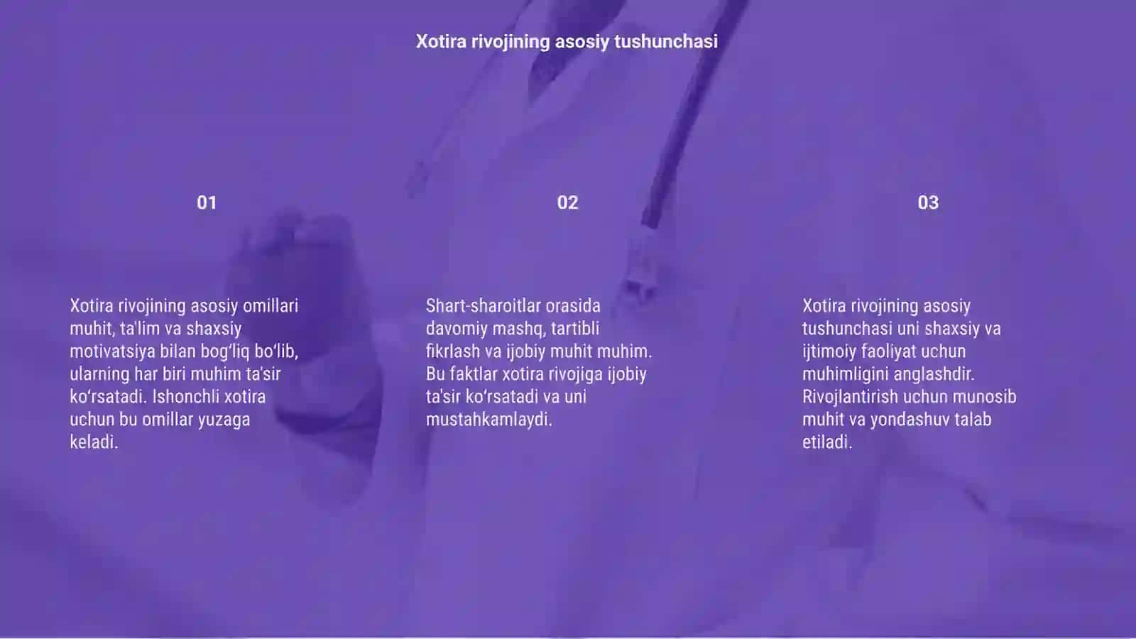 Xotira rivojining asosiy omillari va shart-sharoitlari 3