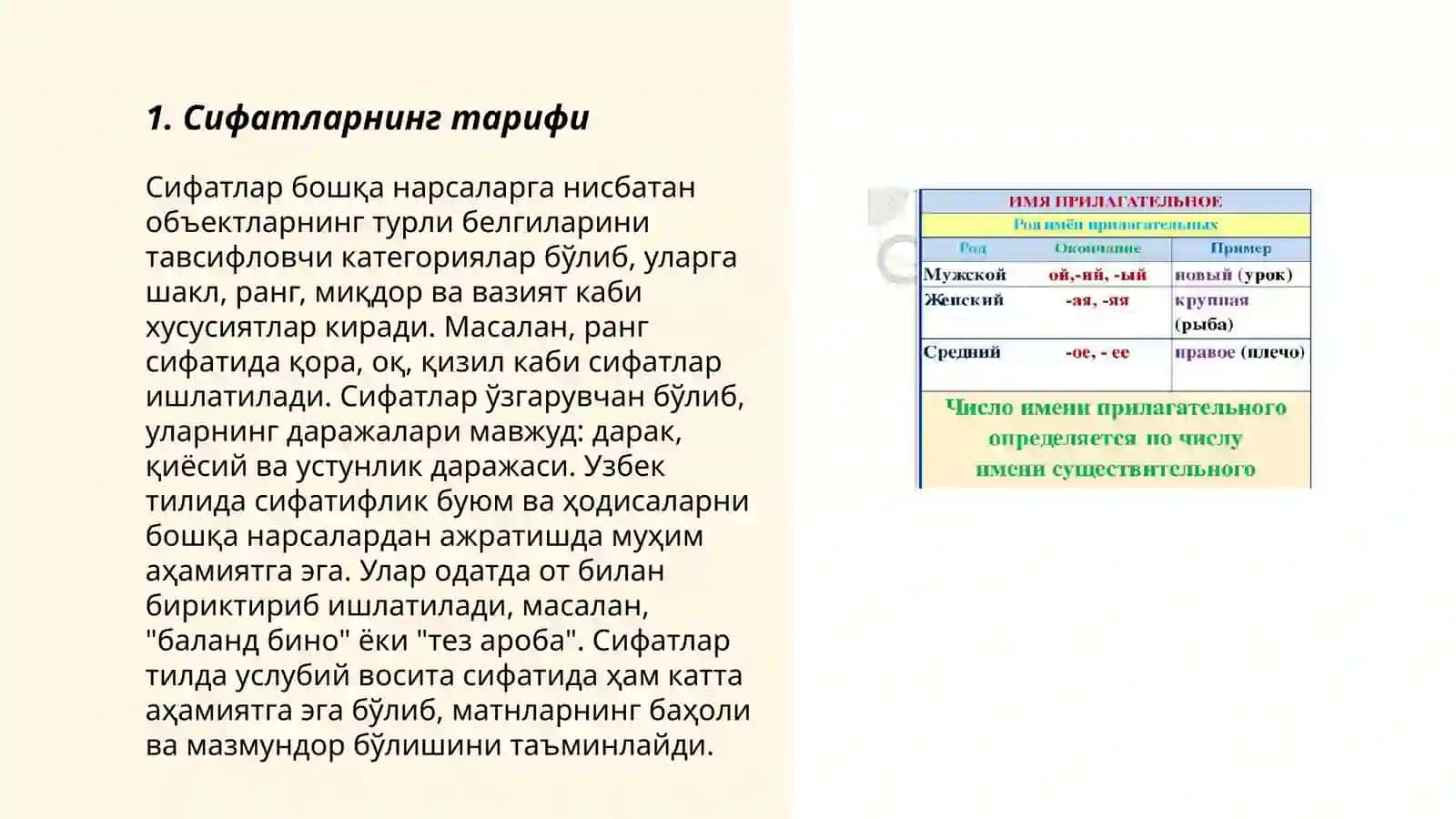 Сифатларнинг тарифи 3